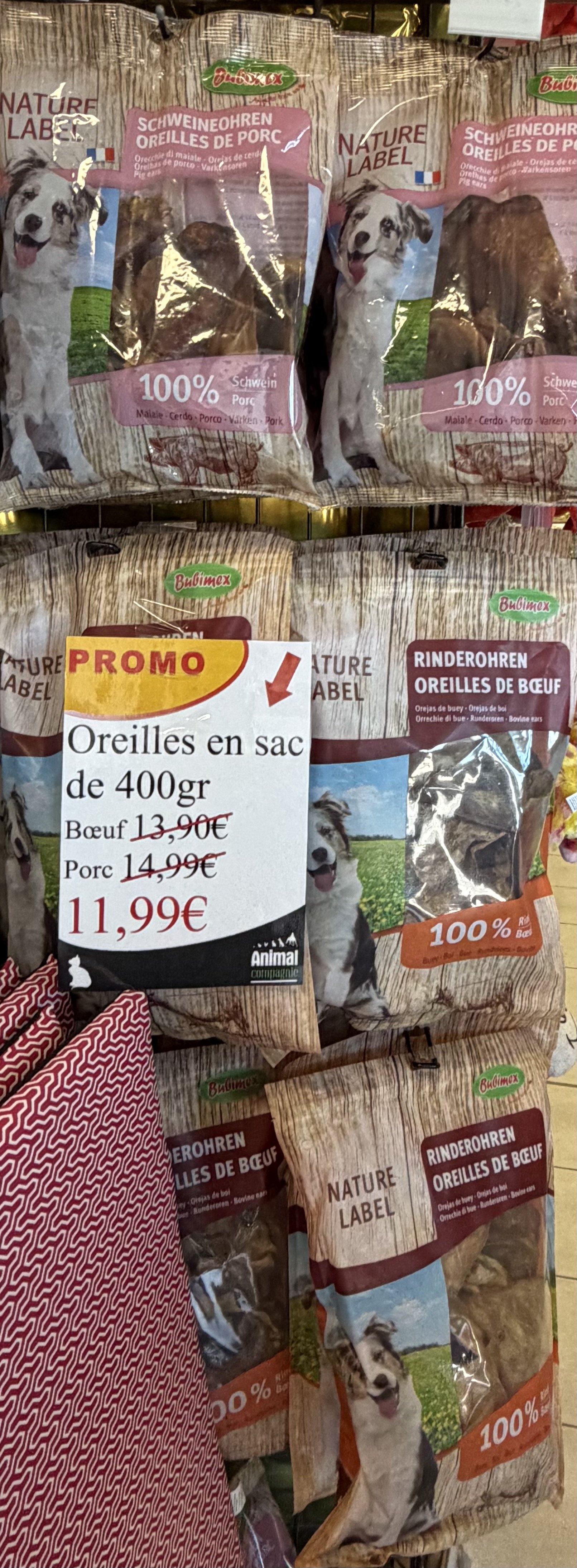 promos sachet 400gr oreilles porc ou boeuf